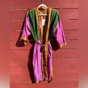 Vintage Sari Kimono Robe Patchwork